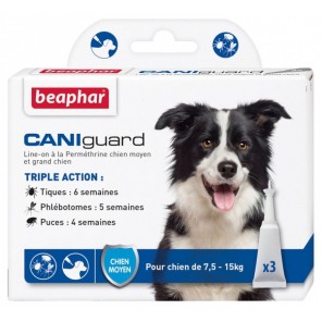 Beaphar Caniguard 3 pipettes antiparasitaires chien moyen 7,5kg à 15kg