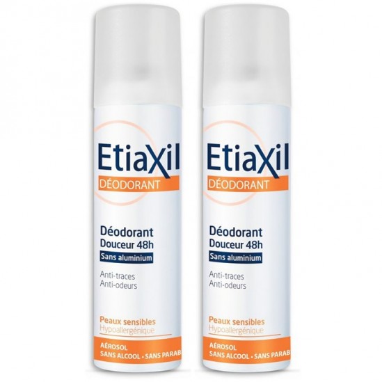 Etiaxil déodorant douceur 48h aérosol sans aluminium 2x150ml