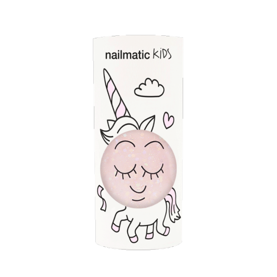 Nailmatic kids vernis eau polly rose transparent paillettes 8ml