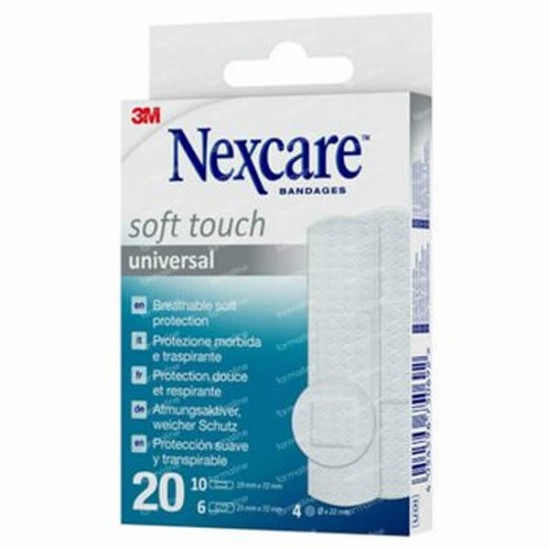 3M nexcare soft touch universal 20 pansements