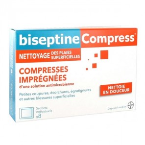 Biseptine compress 8 compresses imprégnées