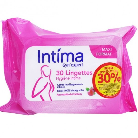 Intima gyn'expert 30 lingettes hygiène intime cranberry