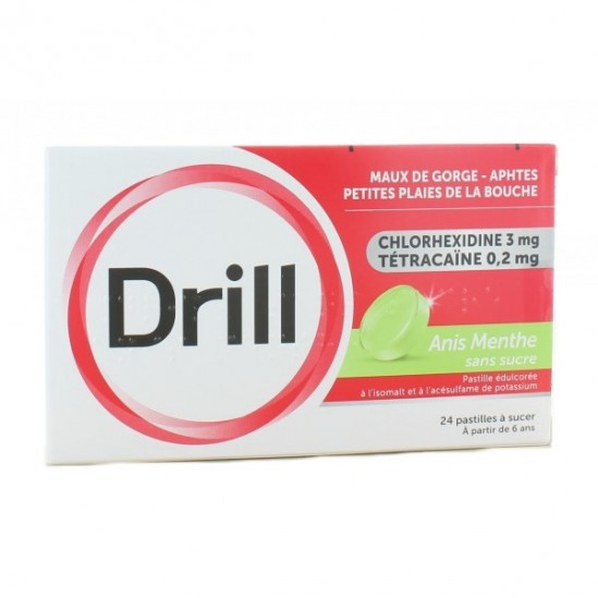 Drill anis menthe sans sucre 24 pastilles à sucer