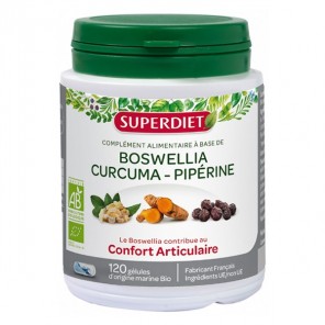 Superdiet boswellia curcuma pipérine bio 120 gélules