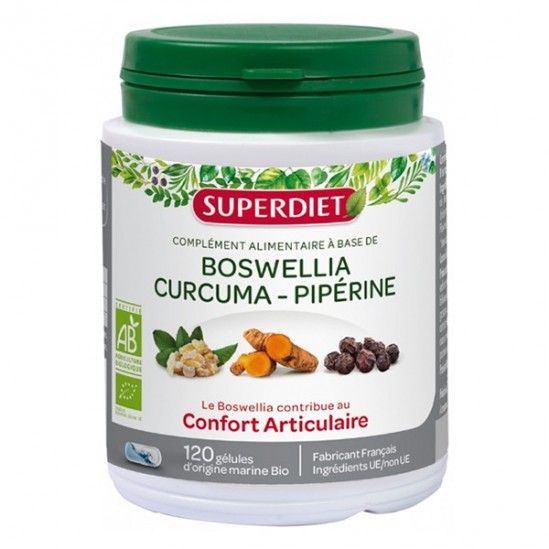 Superdiet boswellia curcuma pipérine bio 120 gélules