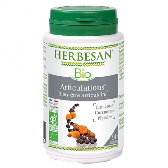 Herbesan bio articulation curcuma curcumine périne 90 gélules