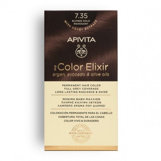 Apivita color elixir 7.35 acajou blond doré