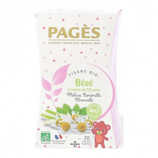 Pagès tisane bio bébé mélisse camomille citronnelle 20 sachets 32g