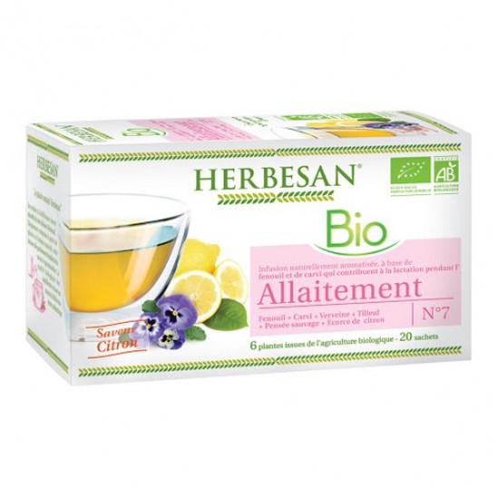 Herbesan bio allaitement N°7 20 sachets saveur citron