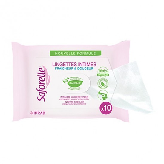 Saforelle lingettes intimes fraîcheur & douceur x10