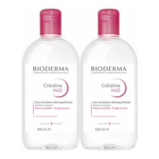 Bioderma créaline H2o eau micellaire démaquillante 2x500ml