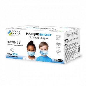 Vog protect masque enfant à usage unique type I 50 pièces