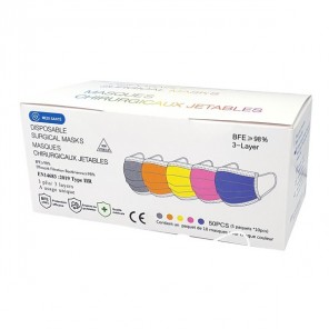 Vogprotect masques multi-couleur chirurgicaux EN14683 type IIR x50