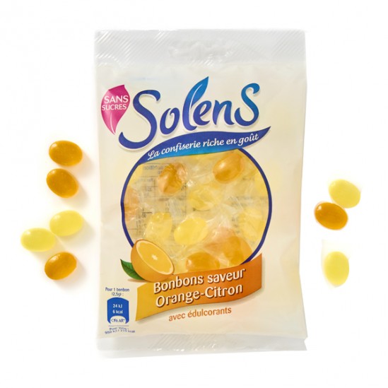 Solens bonbons orange citron san sucres 75g