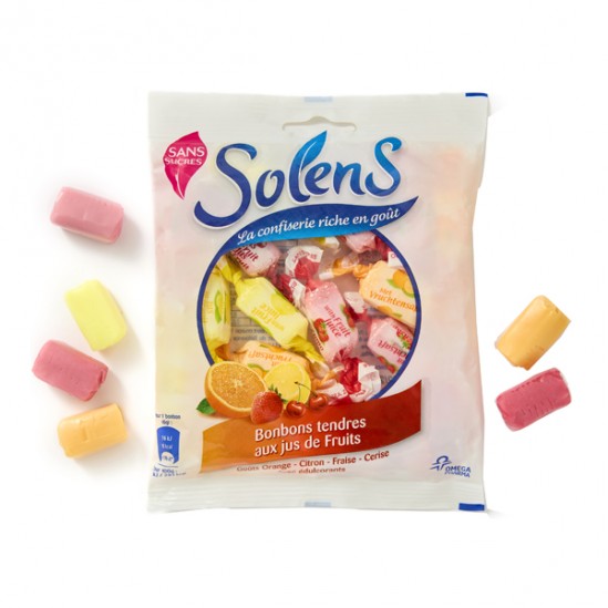 Solens bonbons tendres aux jus de fruits sans sucres 100g