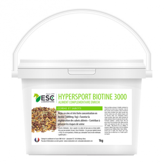 Esc laboratoire hypersport biotine 3000 corne et sabots 1kg