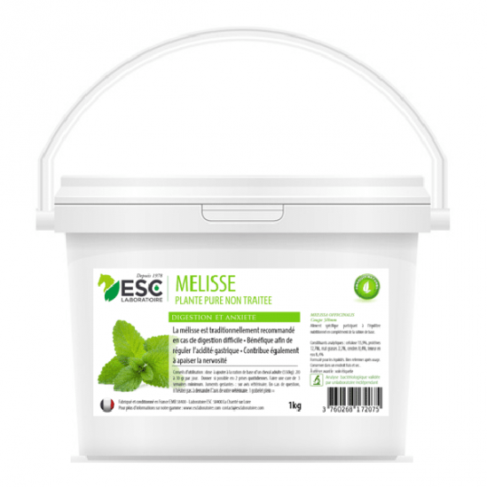 Esc laboratoire mélisse digestion et anxieté cheval 1kg