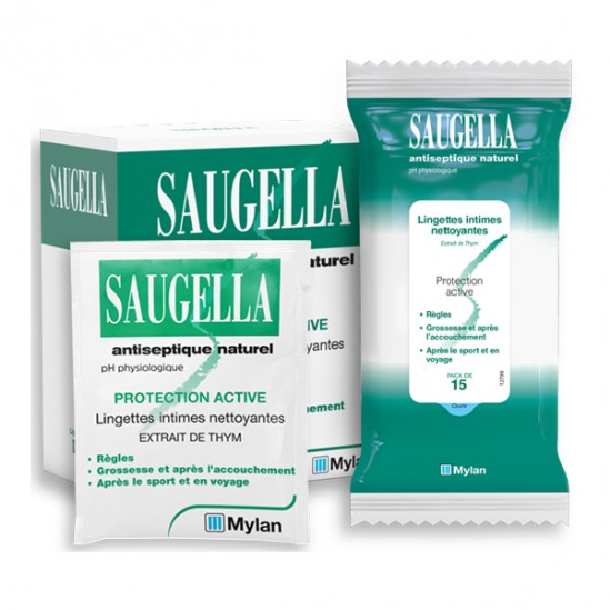 Saugella antiseptique lingettes hygiène intime 6paquets/15