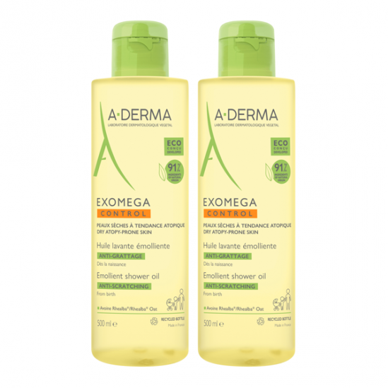 A-derma exomega control huile lavante émollient 2x500ml