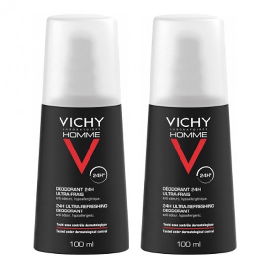 Vichy homme déodorant ultra frais vaporisateur 100ml x2