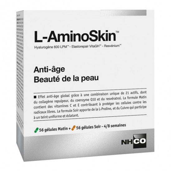 Nhco l-aminoskin anti-âge beauté de la peau 56 gélules matin + 56 gélules soir