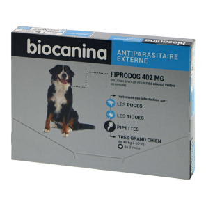 Biocanina fiprodog 402mg antiparasitaire très grand chien +2 mois