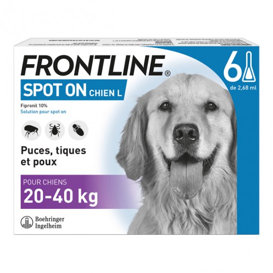 Frontline Spot-on Grand Chien 20 à 40kg 6 Pipettes