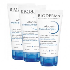 Bioderma atoderm mains & ongles crème ultra-nourrissante 3x50ml