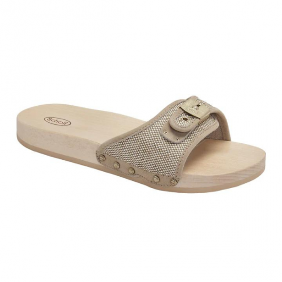 Scholl Iconic pescura flat flex canvas + suède beige taille 38