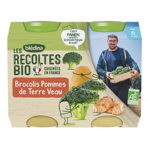 Blédina Les Récoltes Bio Brocolis Pommes de Terre Veau 2 x 200g