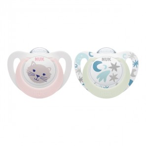 Nuk sucettes starlight fille 0-6m lot de 2