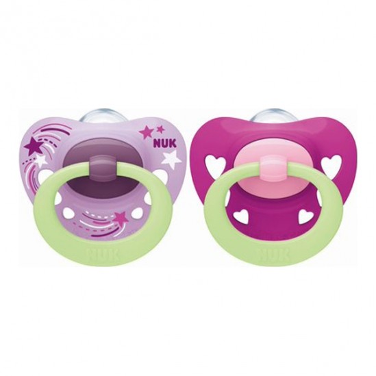 Nuk sucettes signature nuit fille 6-18m lot de 2