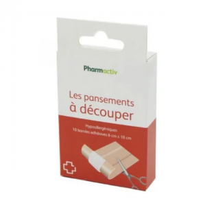 Pharmactiv les pansements à découper - 10 bandes adhésives 6 x 10 cm