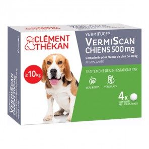 Clément Thékan vermiscan vermifuges chiens 500mg 4 comprimés