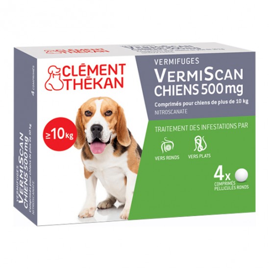 Clément Thékan vermiscan vermifuges chiens 500mg 4 comprimés