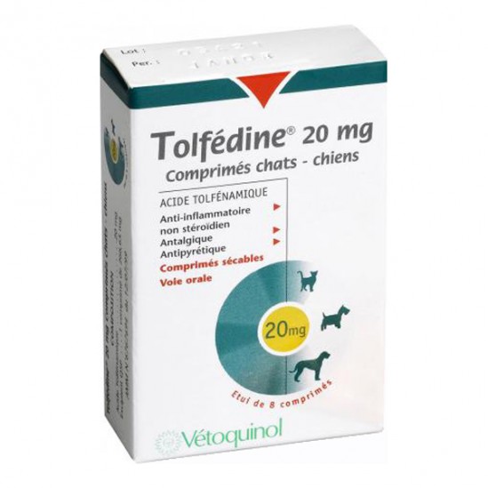 Vétoquinol tolfedine anti-inflamatoire 20mg 8 comprimés