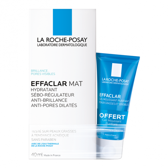 La roche-posay effaclar mat sébo-regulateur+ gel moussant offert