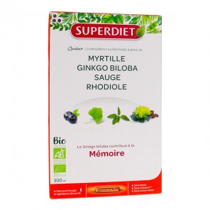 Superdiet Quatuor Ginkgo mémoire bio 20 ampoules