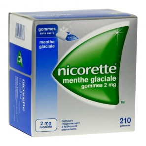 Nicorette menthe glaciale 2mg sans sucre 210 gommes à mâcher