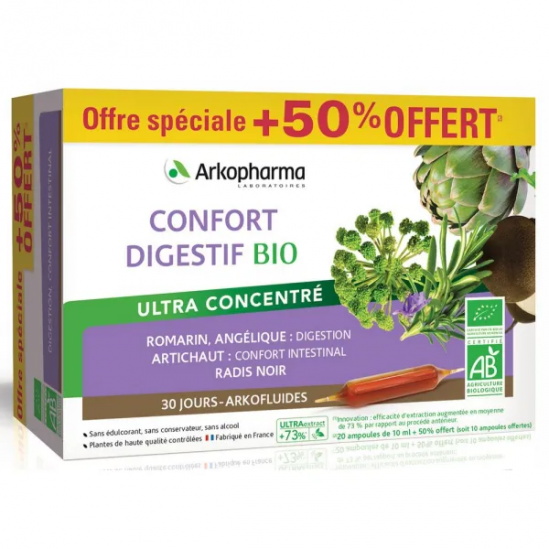 Arkopharma Arkofluides confort digestif bio 30 ampoules