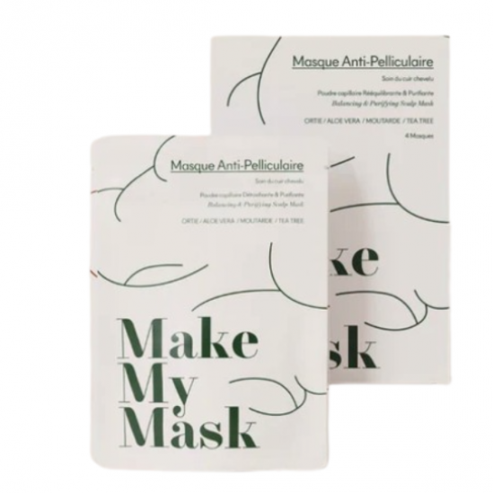 MakeMyMask masque anti-pelliculaire & démangeaisons Pack de 4 masques pour une cure d'un mois.