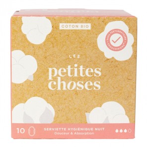 Les Petites Choses Serviette Hygiénique Nuit coton bio boite de 10