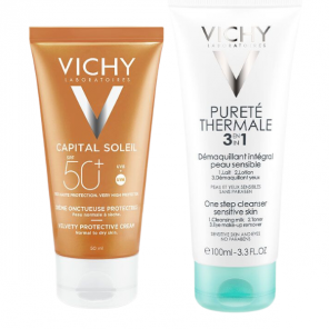 Vichy Capital Soleil Vichy Crème Protectrice SPF50+  Lait Démaquillant 3-en-1  100ml