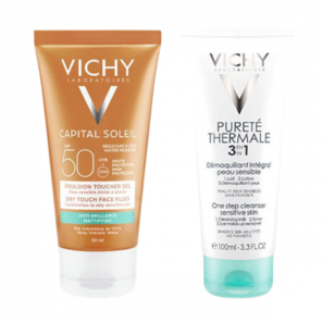 Vichy Capital Soleil Émulsion Toucher Sec SPF50+   50ml + Pureté Thermale Démaquillant Intégral 100ml Offert