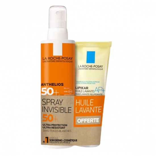 La Roche-Posay Anthelios SPF50+ Spray Invisible Corps 200ml + Lipikar Huile Lavante Offerte 100ml