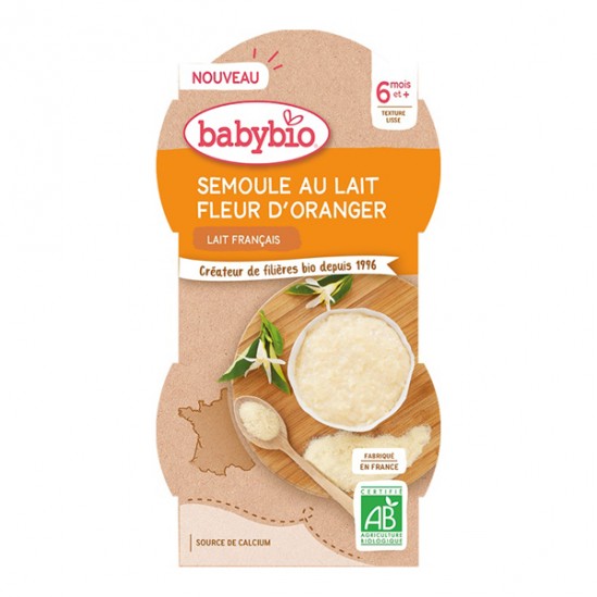 Babybio semoule au lait fleur d'oranger dès 6 mois 2x100gr