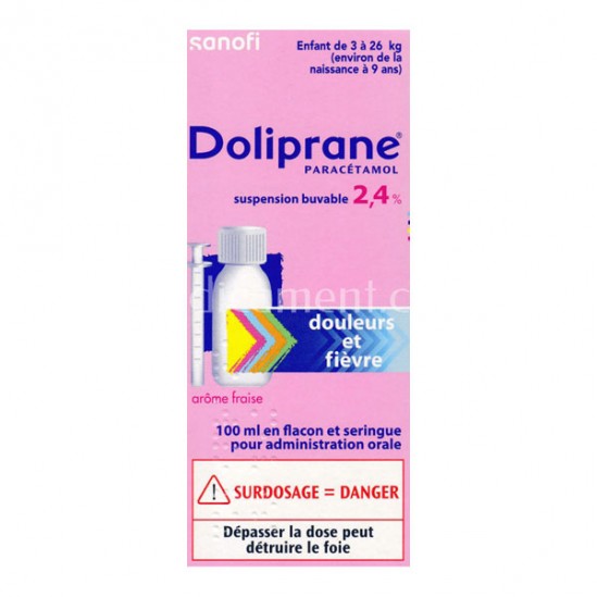 Doliprane 2,4% sans sucre sirop enfant 3 à 26kg 100ml